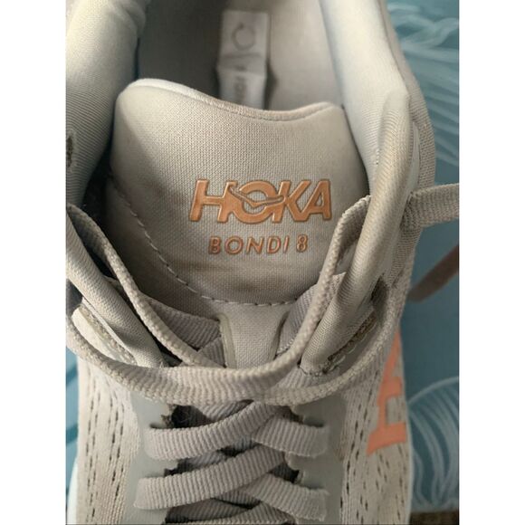 HOKA ONE ONE Bondi 8 gray Sneakers Gym SHOES women’s 8.5 - Picture 2 of 10